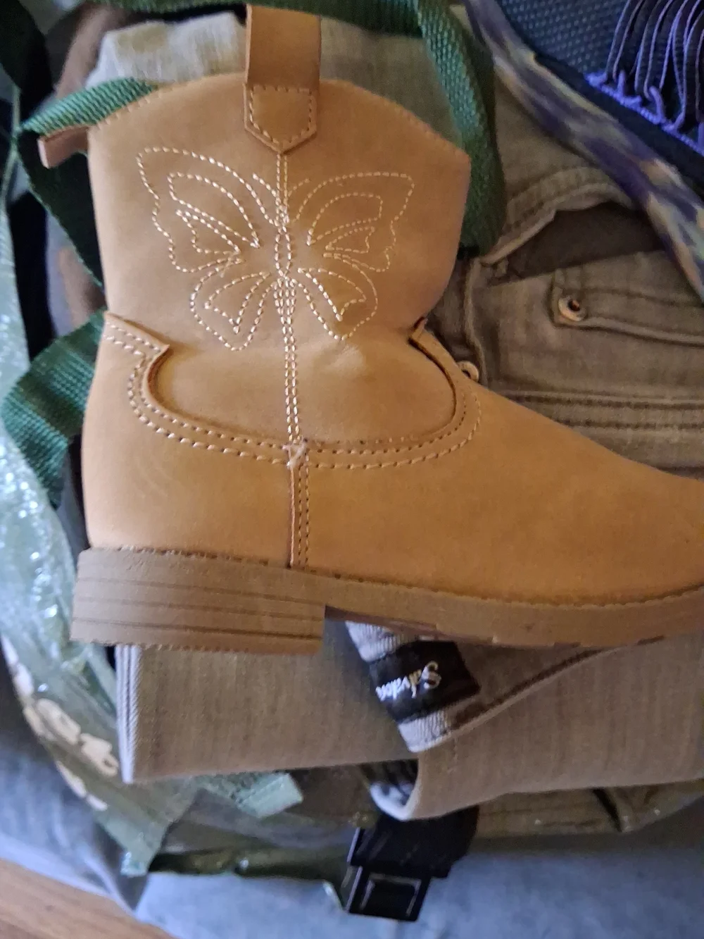 Carter's Tan Butterfly Embroidered Kids Boot